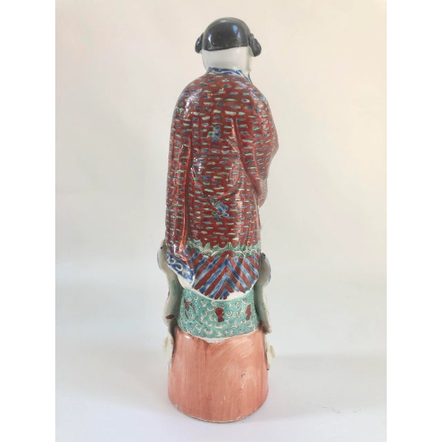 Vintage Chinese Porcelain Famille Rose Immortal Figurine For Sale - Image 4 of 10