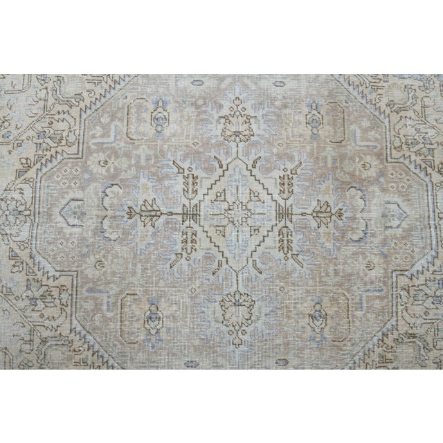 1970s Vintage Persian Handmade Wool Cotton Beige Area Rug For Sale - Image 10 of 11