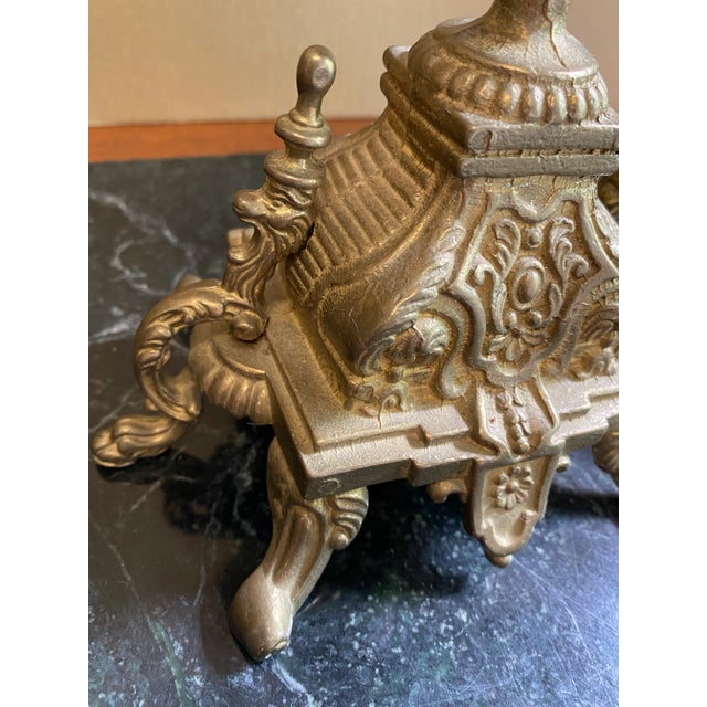 1930s Lions Foot Brass Candelabra For Sale - Image 4 of 8