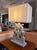 French Country Lillian Home Wylie Carved Wood Table Lamp With Linen Shade – New For Sale - Image 3 of 5