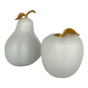 Revelation Modern White and Gold Apple & Pair Sculptures Set of 2