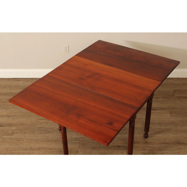 Brown Antique American Sheraton Style Cherry Drop Leaf Dining Table For Sale - Image 8 of 12