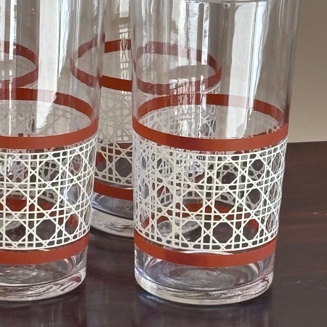 Small Mid-20th Century Woven Cane Pattern Tumblers — Set of 8 For Sale - Image 11 of 17