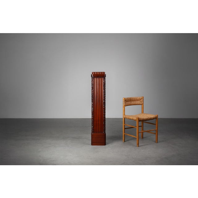 Wood Art Deco French Square Oak Pedestal, 1915 For Sale - Image 7 of 12