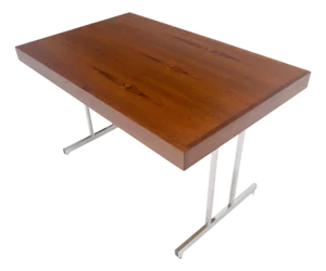 Danish Mid Century Modern Teak Top Chrome Legs Folding Desk Mint