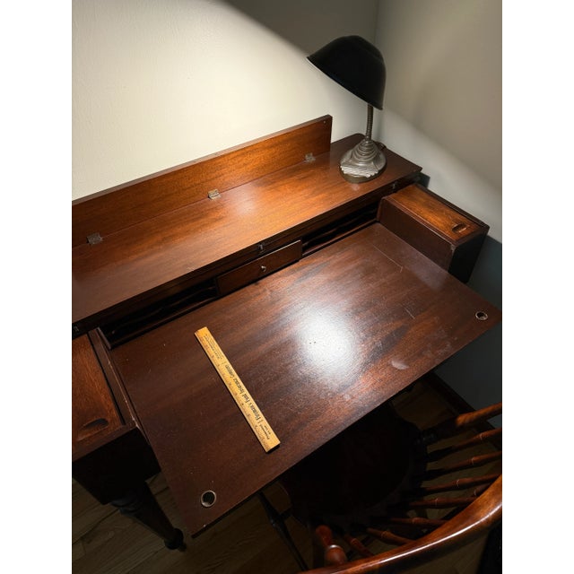 Early 20th Century Antique Solid Wood Piano Spinet Desk For Sale - Image 5 of 11