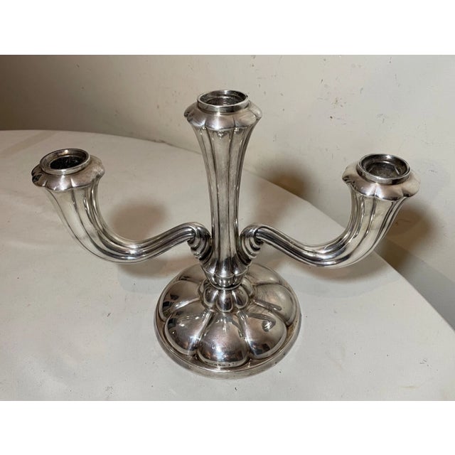 Vintage Sterling Silver German Gayer & Krauss Candle Holder Candelabra Modernist For Sale - Image 12 of 12