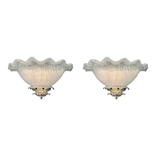 1970s Uplight Graniglia Sconces, a Pair For Sale