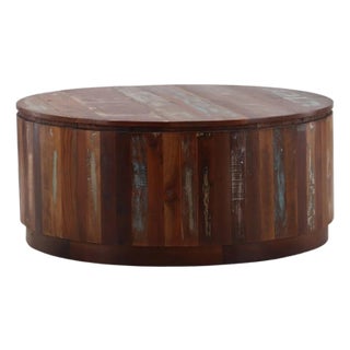 Round Salvaged Wood Coffee Table For Sale