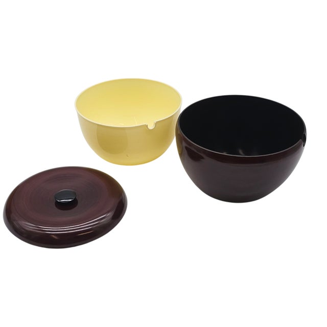 Paint Japanese Urushi Lacquered Rice Bowl With Lid and Box – Maroon Finish For Sale - Image 7 of 10