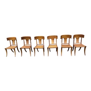 Teak Klismos Patio Dining Chairs. - Set of 6 For Sale