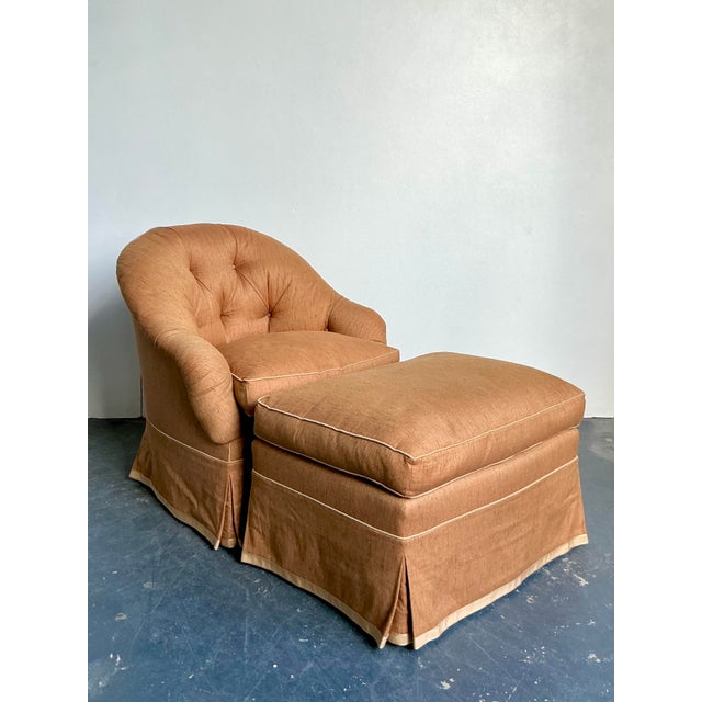 Late 20th Century Vintage Regency Tufted Lounge Chair and Ottoman For Sale - Image 5 of 7