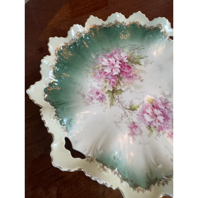 Antique Porcelain Cake Plate Floral Molded For Sale - Image 12 of 12