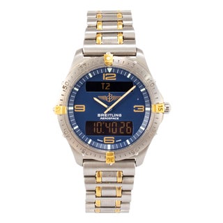 Breitling Aerospace 40mm F56062 Blue Dial Titanium Two Tone Quartz Watch For Sale