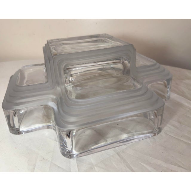Large Daum Art Deco Clear and Frosted Crystal Centerpiece Bowl Sculpture MCM For Sale - Image 14 of 17