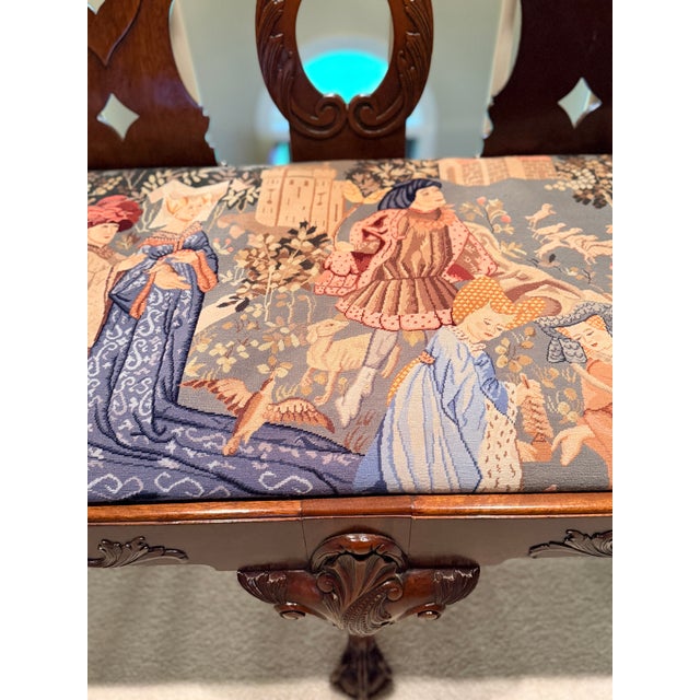 Carved Settee With Needlepoint Seat For Sale - Image 9 of 11