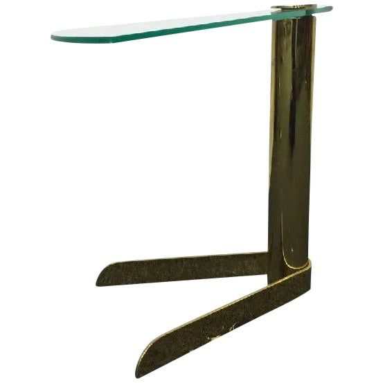 Modern Karl Springer Style Brass & Glass Side Table For Sale - Image 3 of 3