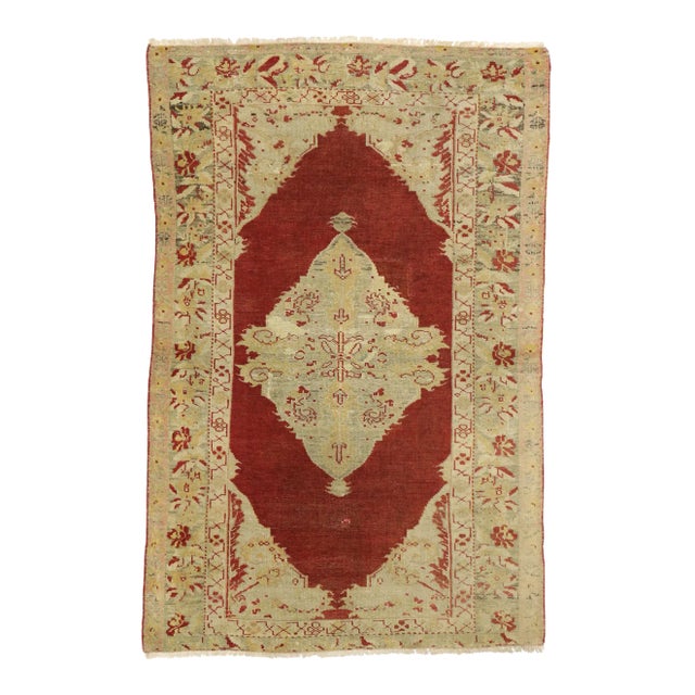 Vintage Turkish Oushak Rug - 03'06 X 05'04 For Sale