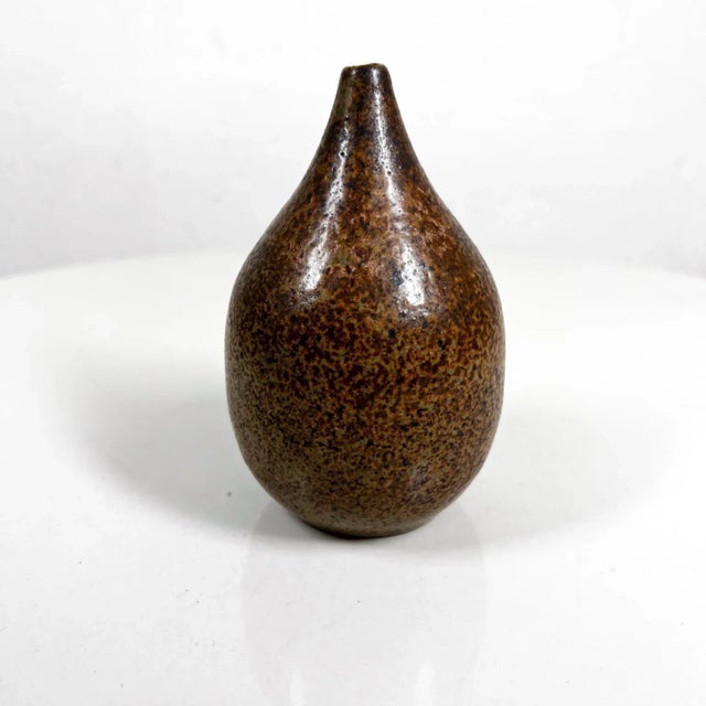 1970s 1970s Modern Studio Art Speckled Glazed Weed Pot Bud Vase For Sale - Image 5 of 12