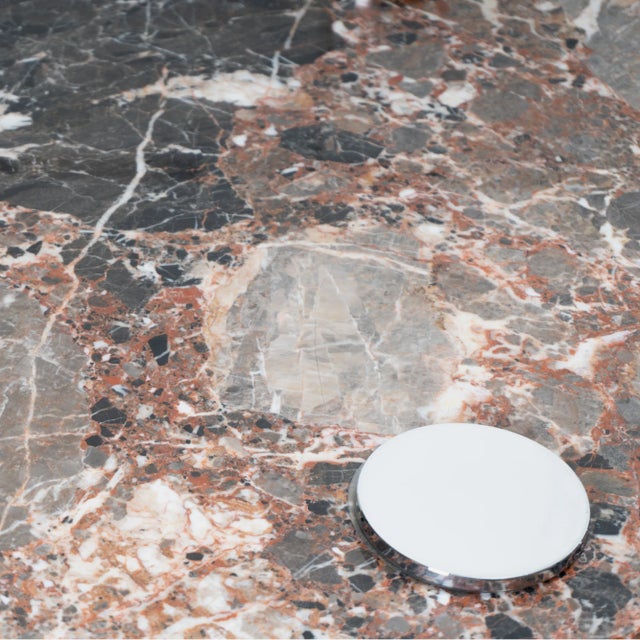 1970s Leon Rosen for Pace Collection Style Chrome & Marble Cocktail Table For Sale - Image 5 of 7