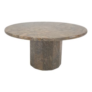 Italian Marble Round Coffee Table, 1980s For Sale
