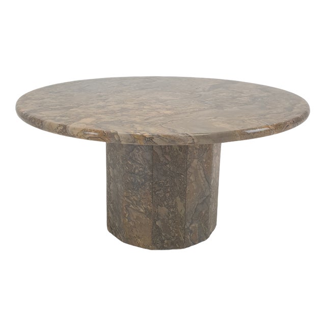 Italian Marble Round Coffee Table, 1980s For Sale