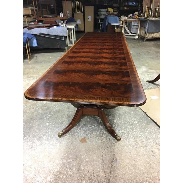 Wood Multi-Banded 14 Ft. Mahogany Regency Style Dining Table by Leighton Hall. Made-To-Order For Sale - Image 7 of 10