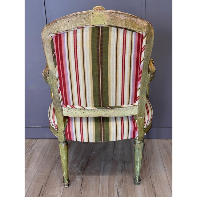 Green Late 18th Century Italian Classical Parcel-Gilt Armchair For Sale - Image 8 of 9