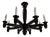 French Black Lacquered Wood Chandelier with Eight Lamps, 1940 For Sale