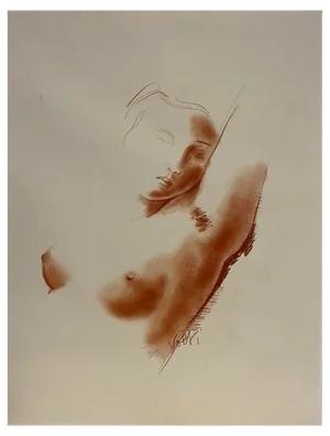 Antoniucci Volti, Woman Portrait, Drawing in Sanguine