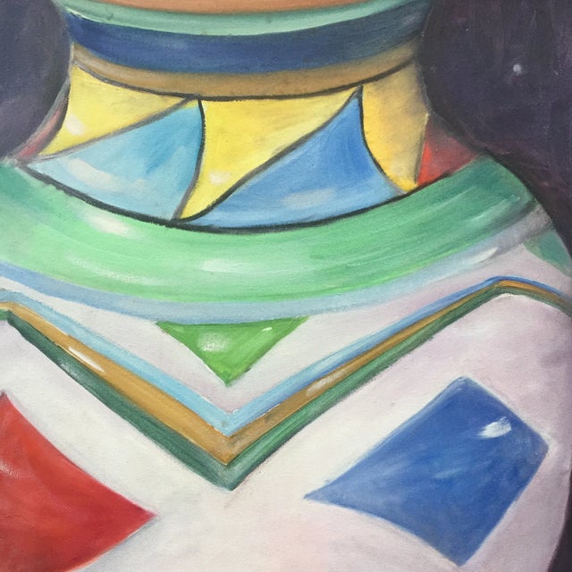 Rustic Vintage Modernist Southwest Pot Painting For Sale - Image 3 of 6