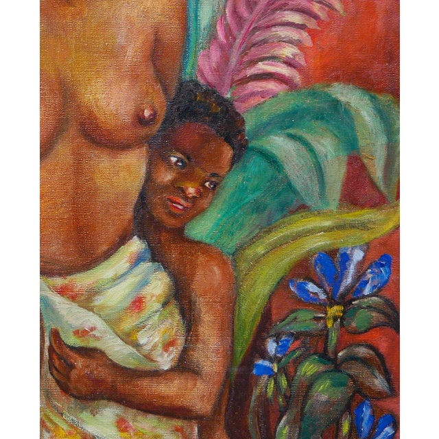 F. Cohen Warm-Toned Abstract Figurative Black Art Portrait of a Mother with Children, 20th Century For Sale - Image 11 of 12