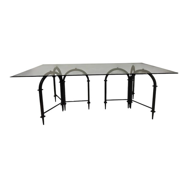 Global Views 84”x44” Acquedotto Iron and Glass Dining Table For Sale