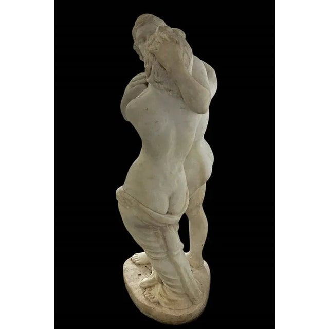 1900-1909 Italian Marble Figure of Two Lovers 44 Inches Tall. For Sale - Image 4 of 8