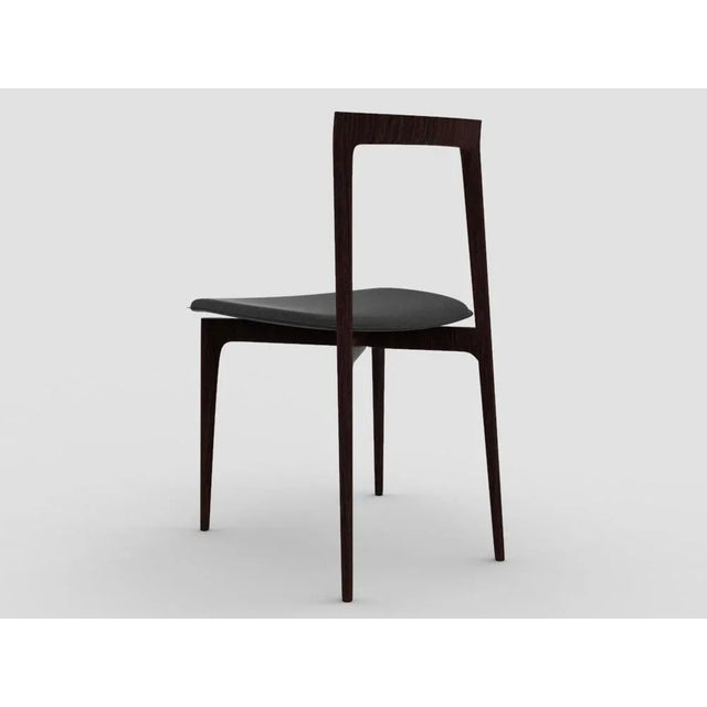 Contemporary Grey Chair in Linea 622 Leather and Dark Oak by Collector Studio For Sale - Image 3 of 5