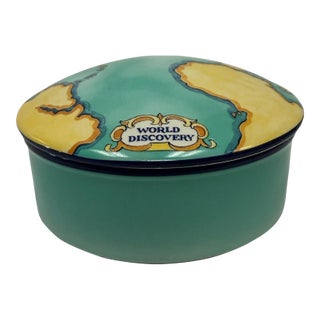 Vintage 2000 Tiffany & Co. French Porcelain "World Discovery" Map Trinket Box For Sale