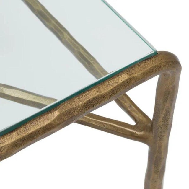 Vintage Brass Finish and Glass Side Tables, Set of 2 For Sale - Image 6 of 7