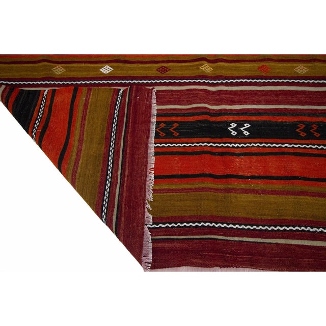 Mid 20th Century Striped Vintage Colorful Kilim Rug For Sale - Image 5 of 7
