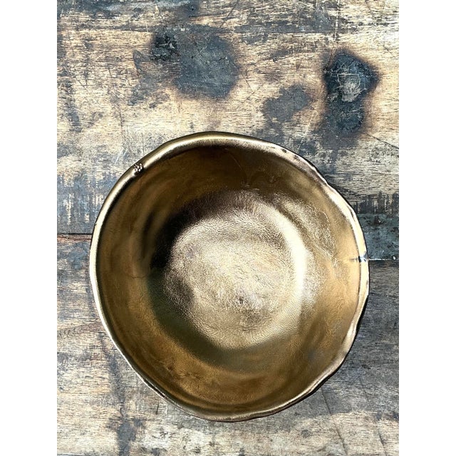 Vintage Slab Built Bronzed Studio Pottery Bowl For Sale In West Palm - Image 6 of 12