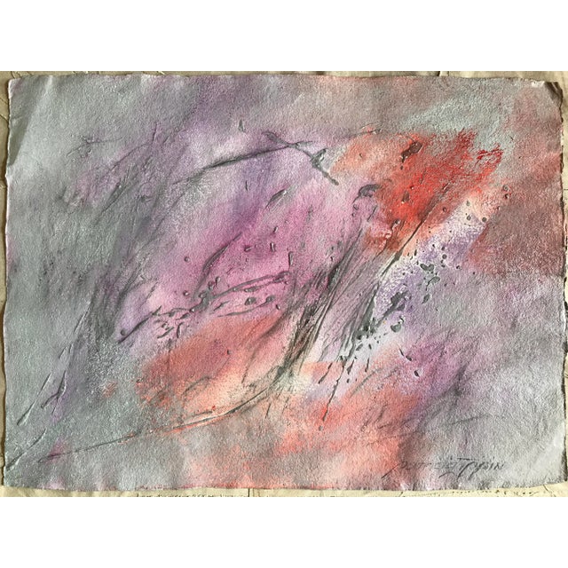 Pink Patricia Zippin "Tillamook Flight 3 of 12" 1980s Mixed Media Abstract Painting For Sale - Image 8 of 8