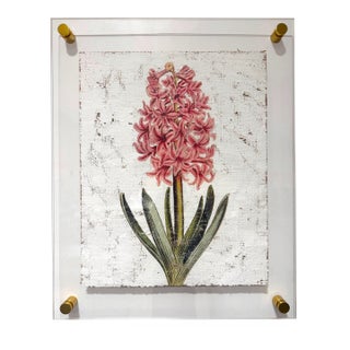 Pink Hyacinth - Hand Textured Pink Flower Art For Sale