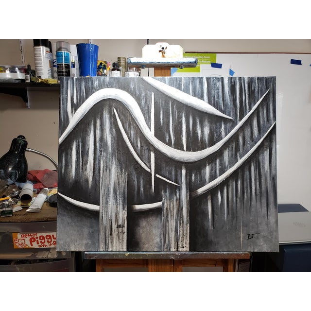 Contemporary "Haunted Forest" Contemporary Original Expressionist Acrylic Painting by Roger Gelis For Sale - Image 3 of 4