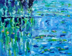 Water Gardens Impressionist Oil Painting