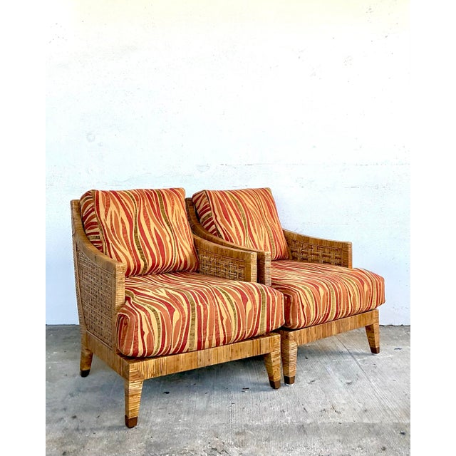 Vintage McGuire Woven Rattan “St Germaine” Lounge Chairs - A Pair For Sale - Image 10 of 12
