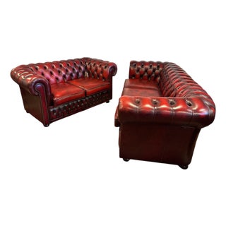 Chesterfield Leather Sofas from Winchester, Set of 2 For Sale