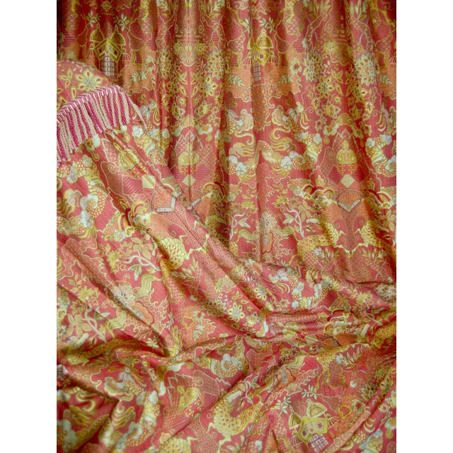 Chinoiserie Pair of 1980s Jaquart Chinoiserie Curtain Drapes For Sale - Image 3 of 12