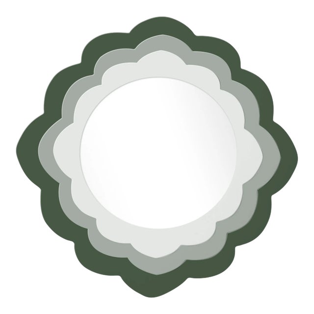 Fleur Home x Chairish Audobon Magnolia Circle Mirror in Duck Green, 48x48 For Sale