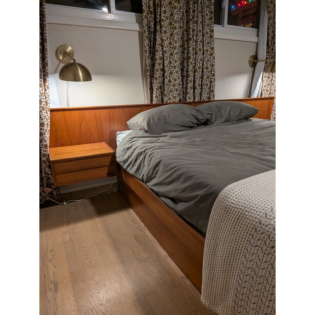 Brown MCM Danish Teak Platform Queen Bed For Sale - Image 8 of 9