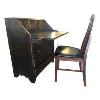 Vintage English Oak Drop Front Bureau / Desk c.1940 For Sale