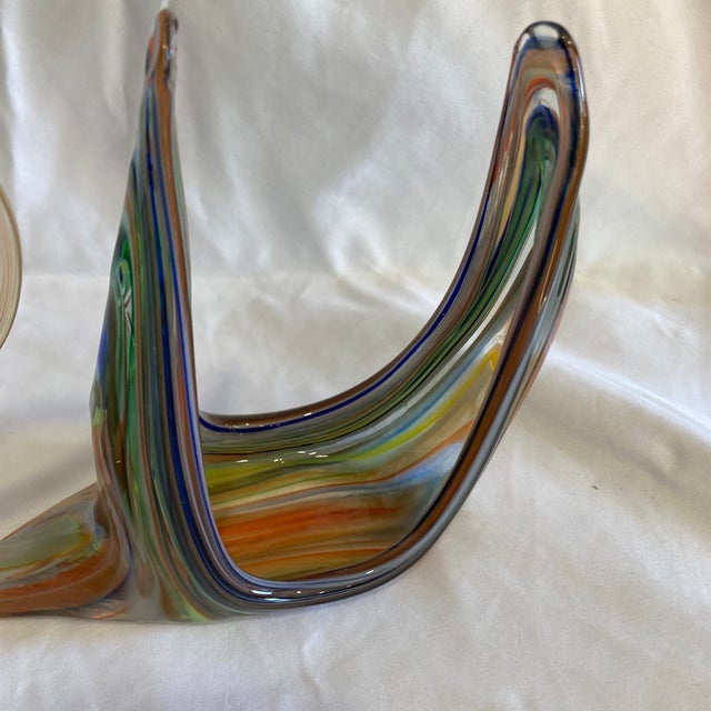 Glass Vintage Murano Style Multicolor Art Glass Swan Sculpture For Sale - Image 7 of 8